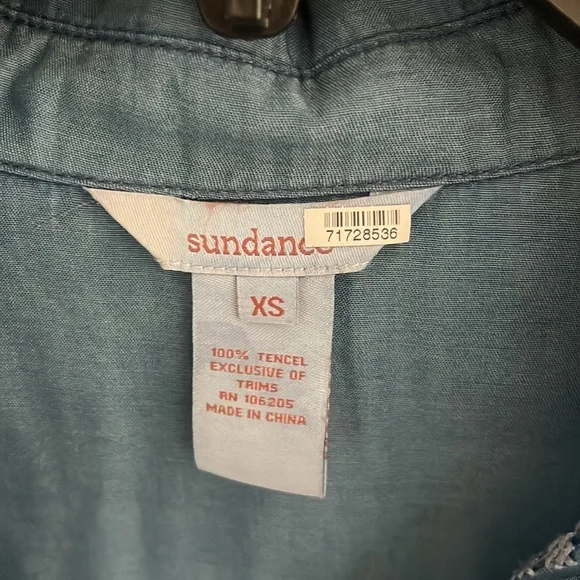 Sundance Blue Button Down Shirt. Light weight fabric. Like new - Picture 2 of 3